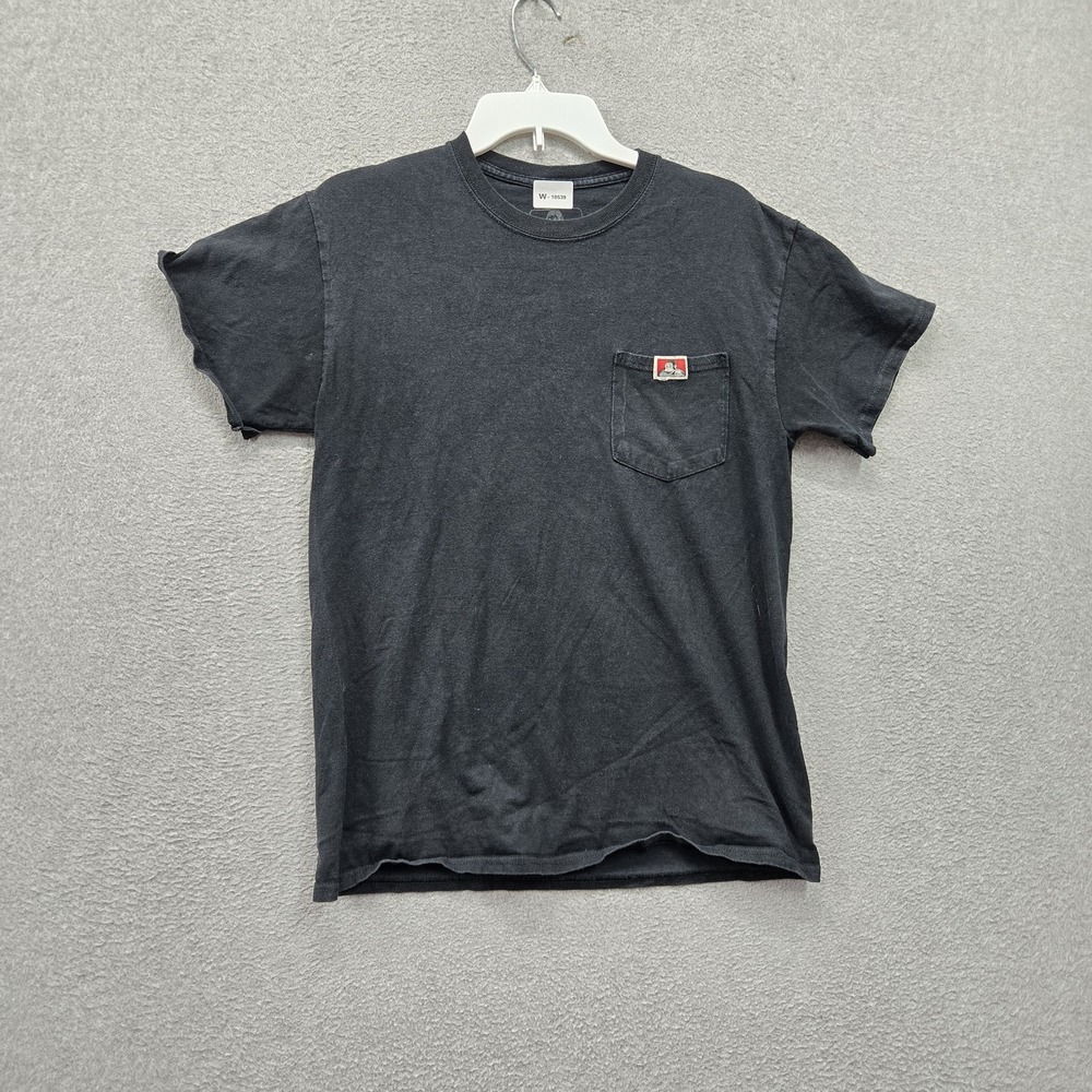 Ben Davis Men Shirt M Black Pocket T-Shirt Logo Patch Short Sleeve Crew Neck